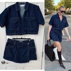 Zara Dark Blue Denim Jacket and Skirt Set